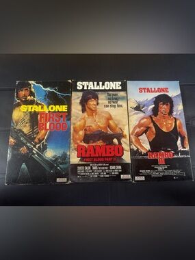 Rambo First Blood Rambo First Blood Part 2 and Rambo III VHS Tape Lot of 3